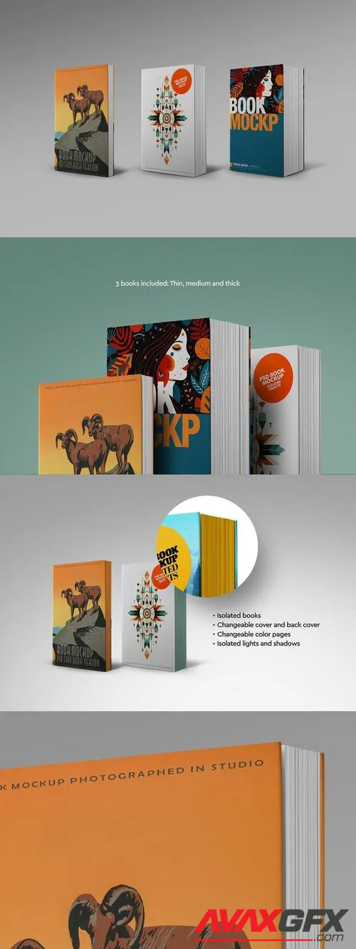 Book Mockup Thin Medium Thick Cover Pages