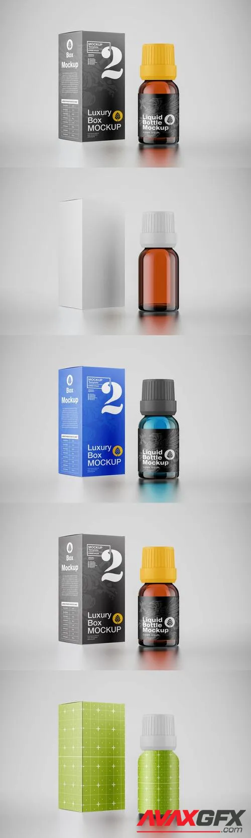 Amber Glass Medicine Bottle With Box Mockup