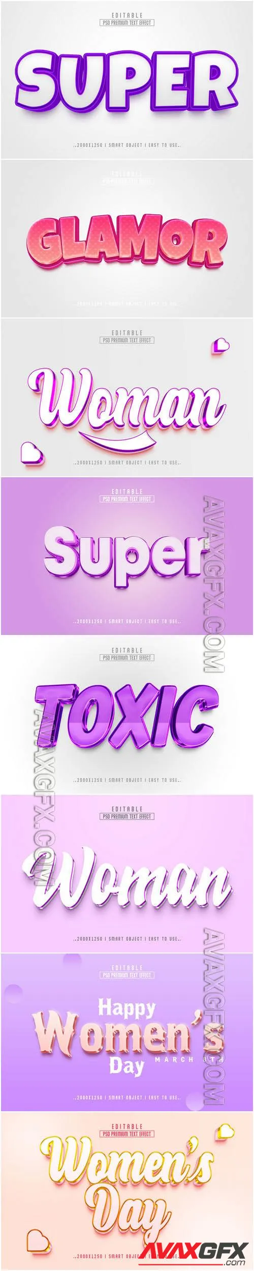 8 Psd style text effect editable set vol 60