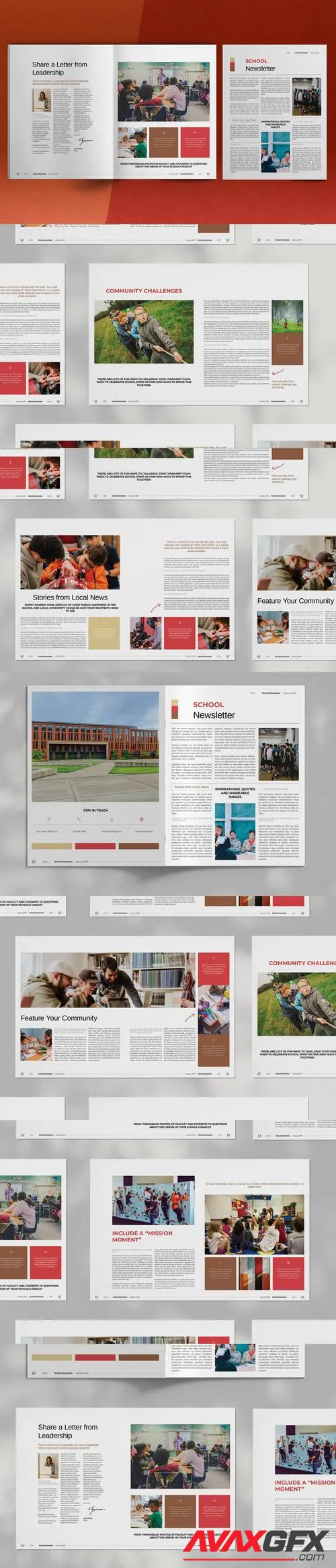 School Newsletter Brochure Layout X6JBLLL