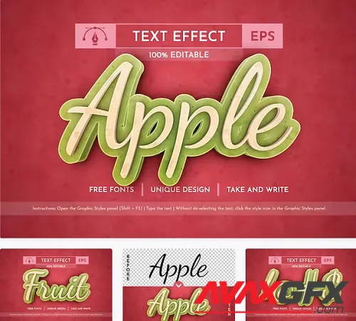 3D Apple - Editable Text Effect - 91618149