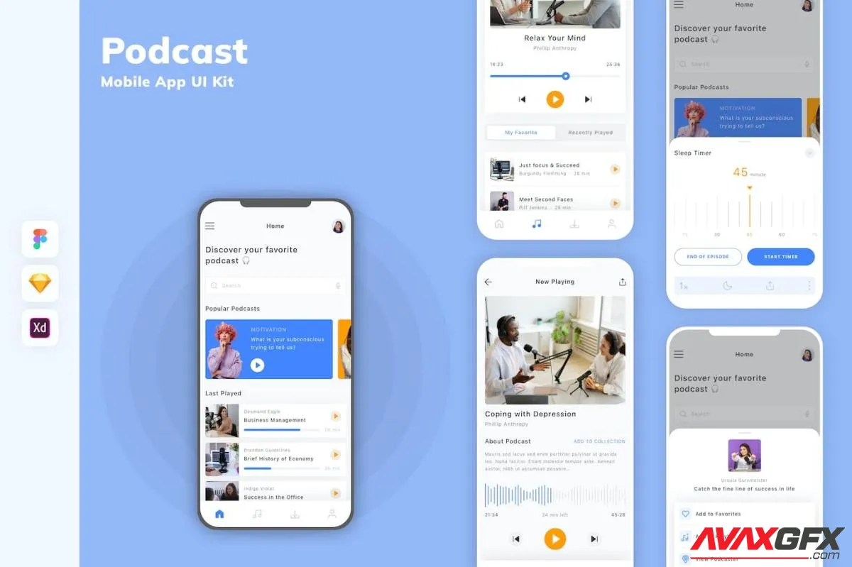 Podcast Mobile App UI Kit