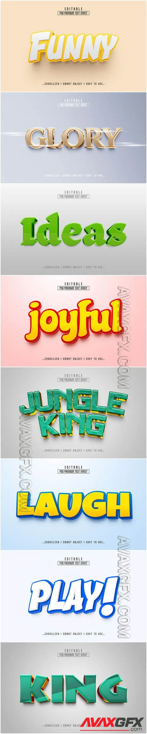 8 Psd style text effect editable set vol 64