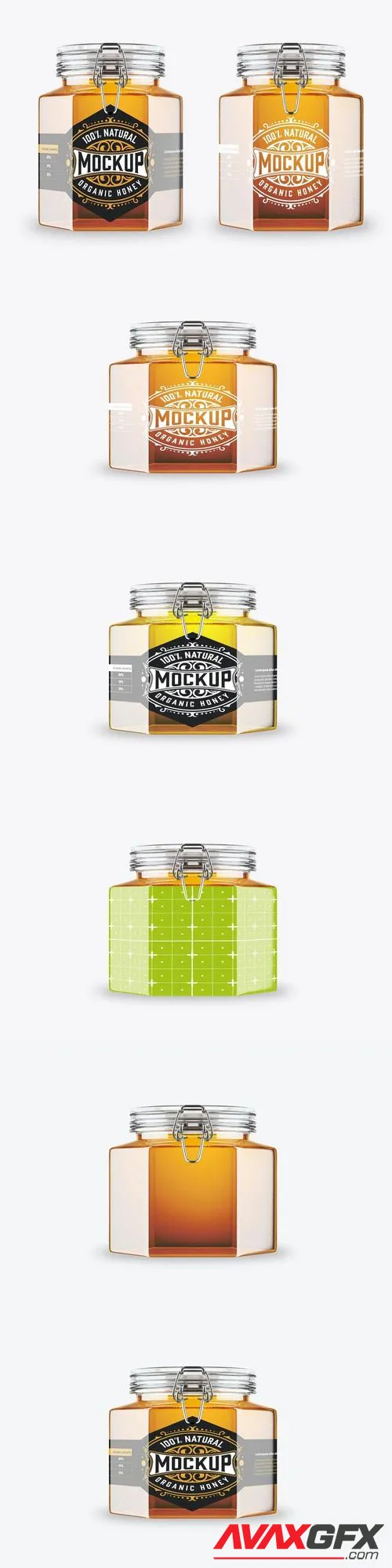 Hexagonal Honey Glass Jar Mockup