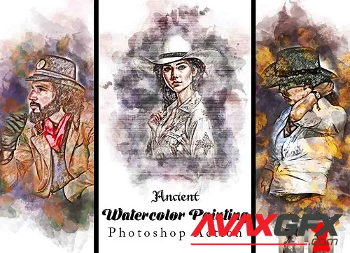 Ancient Watercolor Painting Action - 91877274