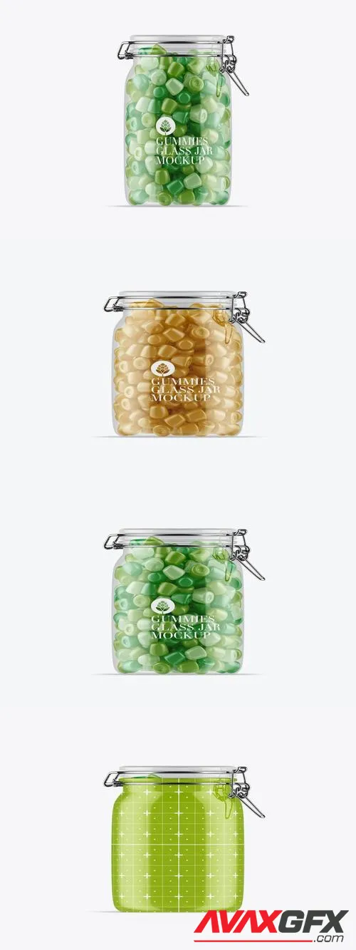 Glass Jar with Gummies Mockup