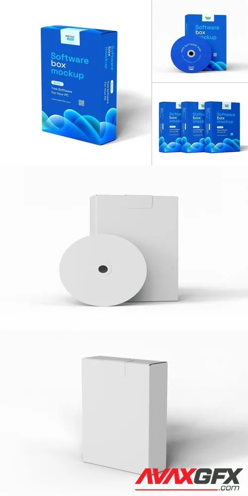 Software Box with Compact Disk Mockup Set