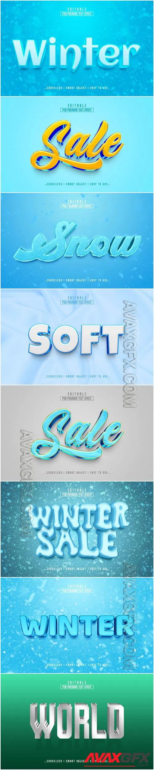 8 Psd style text effect editable set vol 67