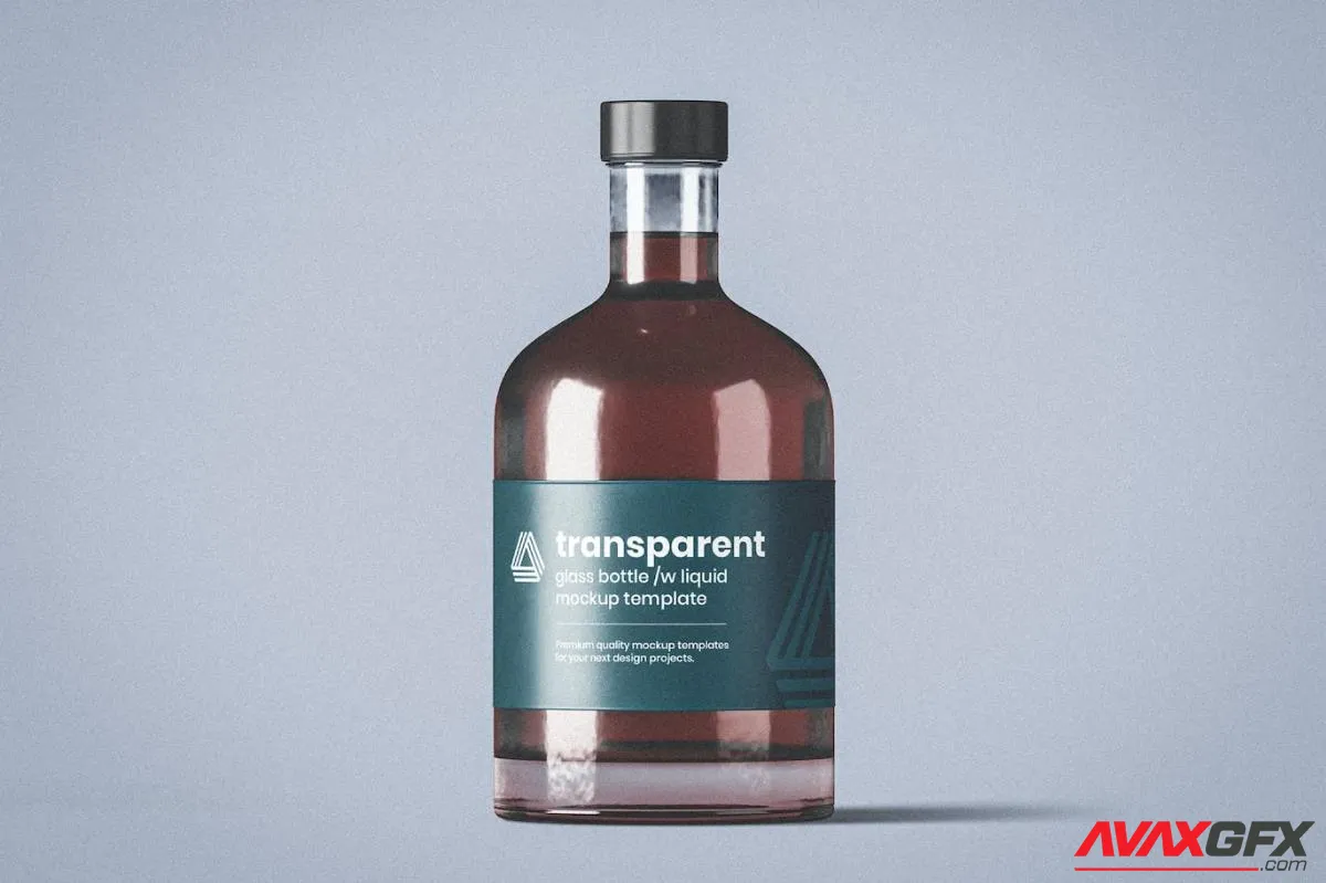 Transparent Glass Bottle Mockup