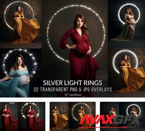 Maternity silver light ring overlays PNG and JPG - PMJ3HLZ