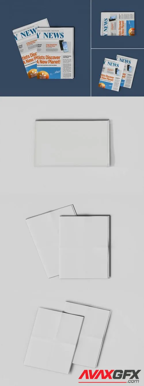 Folded Newspaper Mockup Set