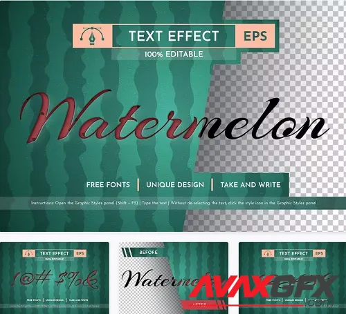 Watermelon - Editable Text Effect - 91583146