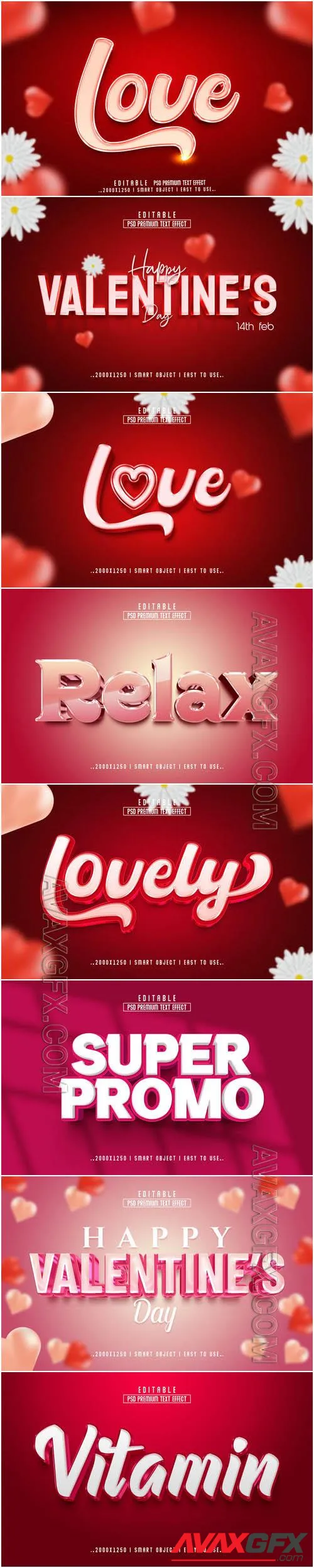 8 Psd style text effect editable set vol 52