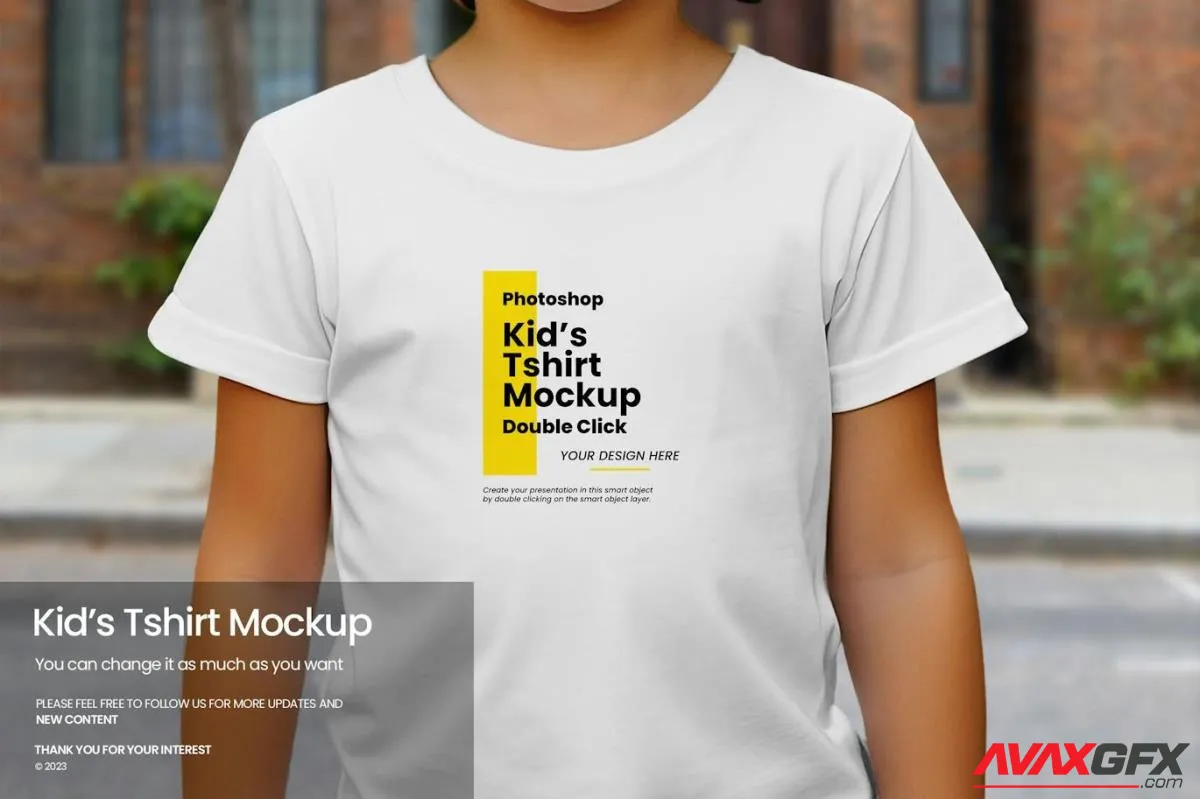 Young Kid T-Shirt Mockup M2E9DXT