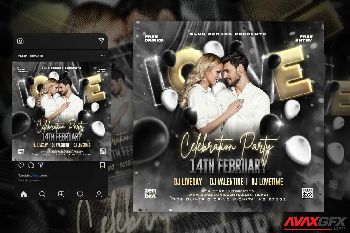 Valentines Day Party Flyer Template 4
