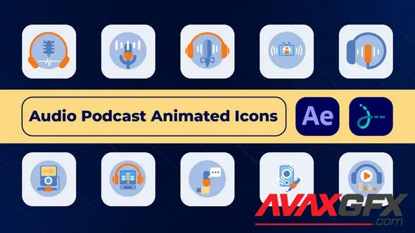 Audio Podcast Animated Icons 50113339 Videohive