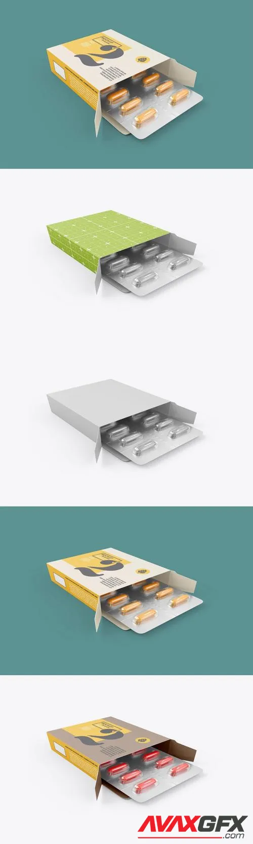 Paper Box with Pills Mockup