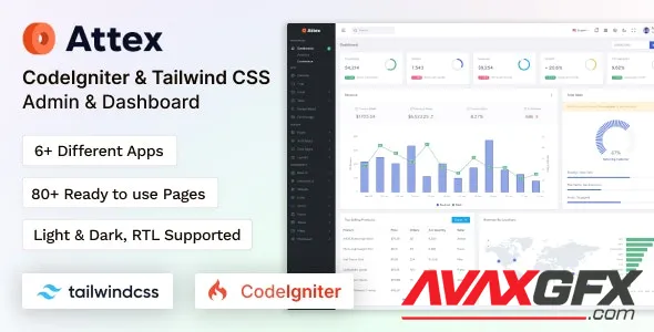 Attex - CodeIgniter Tailwind CSS Admin & Dashboard Template 48174743