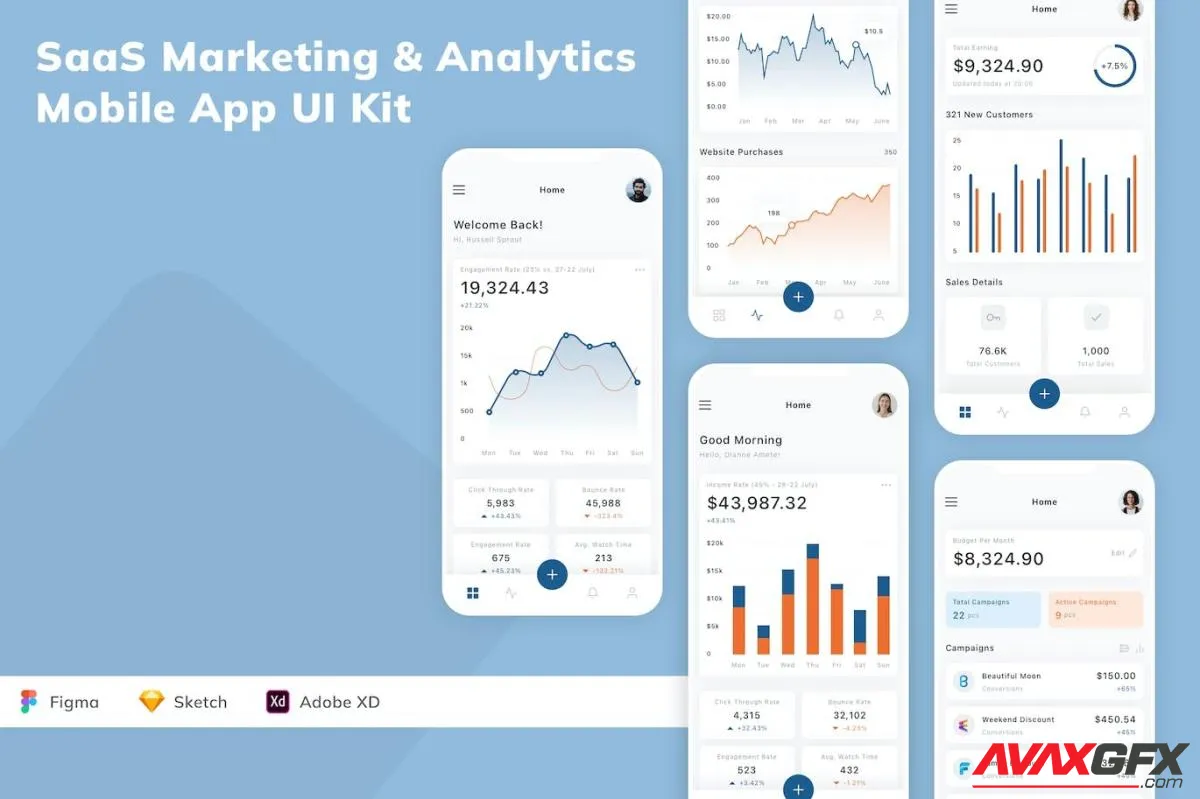 SaaS Marketing & Analytics Mobile App UI Kit