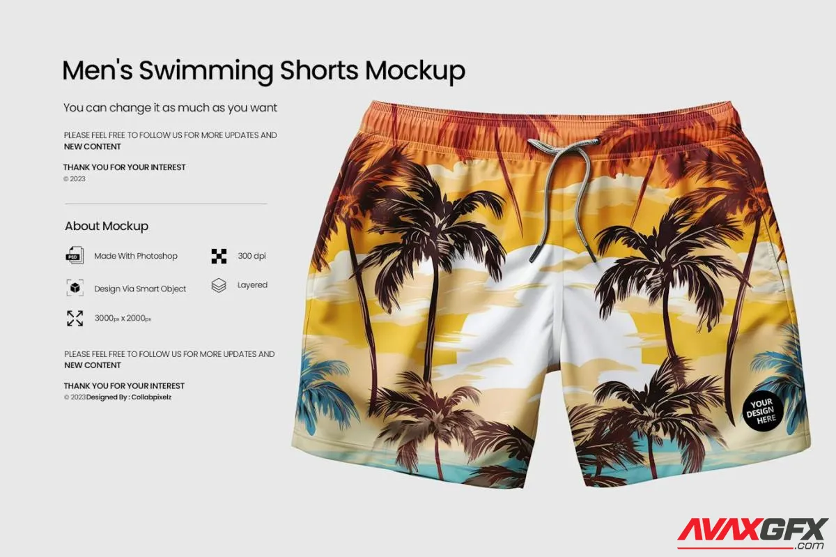 Men''s Swim Trunks Mockup 6X4VS2K