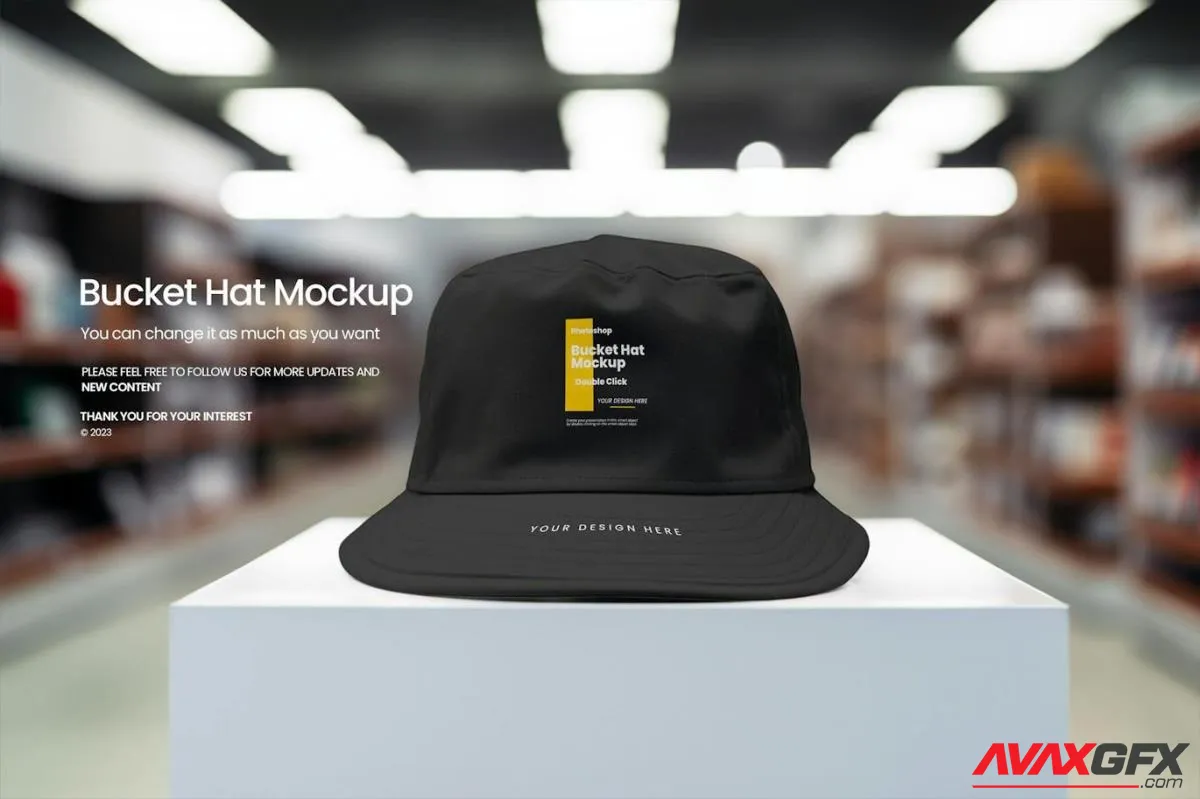 Black Bucket Hat Mockup 434PJCQ