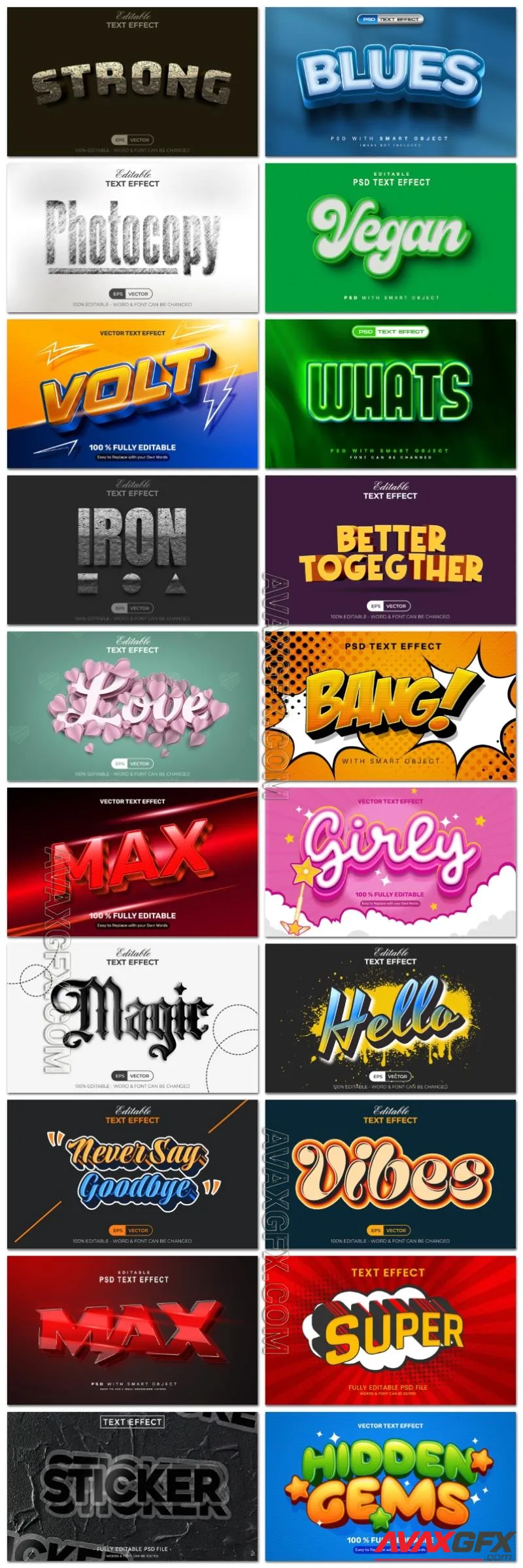 20 Vector text effect, adobe illustrator graphic style vol 2