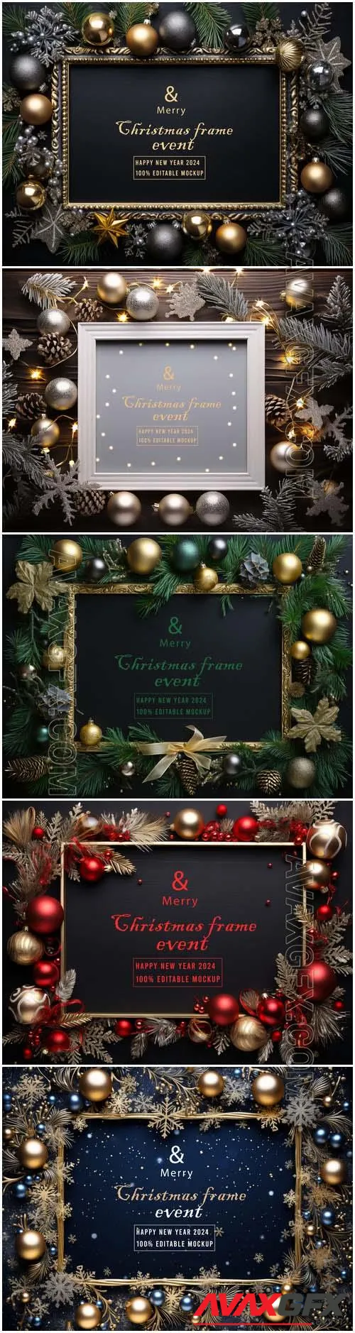 5 PSD merry christmas greeting frame background vol 4