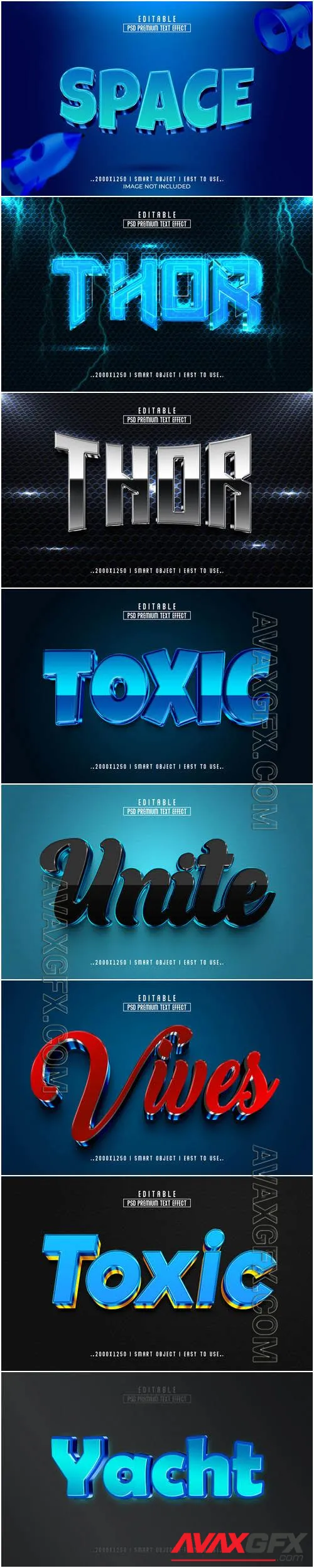 8 Psd style text effect editable set vol 53