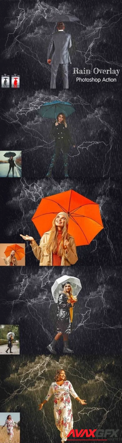 Rain Overlay Photoshop Action - 91957787