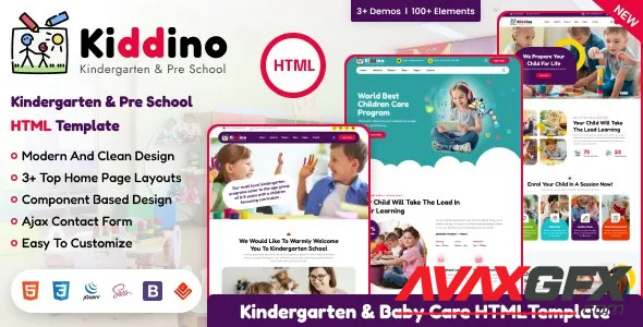 Kiddino - Kids, Children, School & Kindergarten HTML Template 48268260