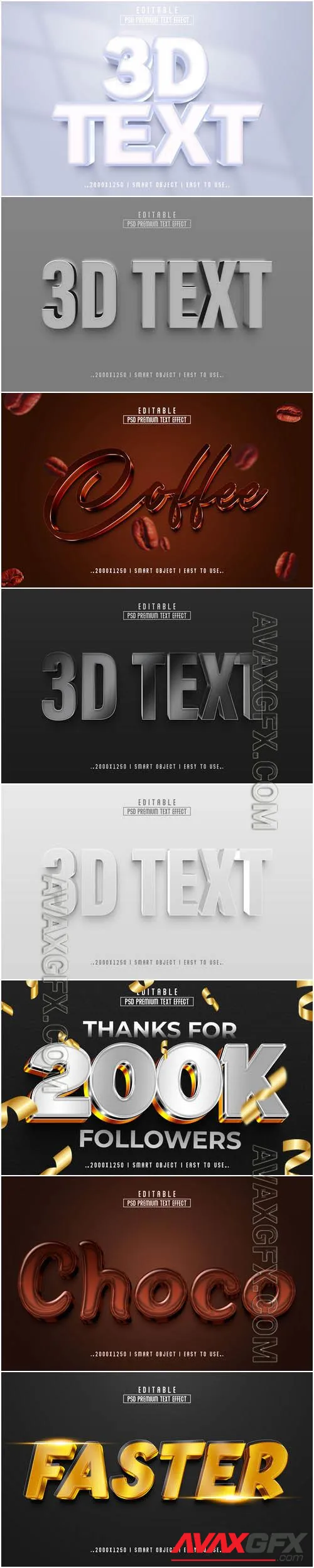 8 Psd style text effect editable set vol 49