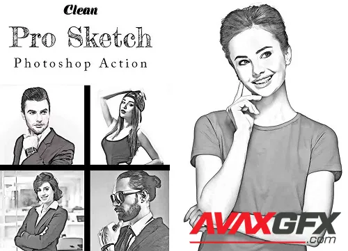 Clean Pro Sketch Photoshop Action - 91659331