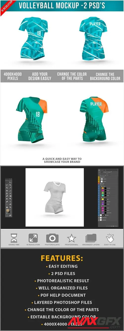 Women's Volleyball Uniform Mockup