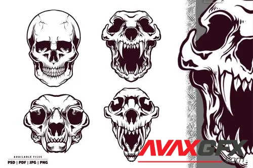 Skull Head Set Illustration