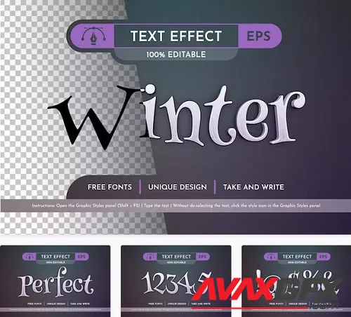 White Winter - Editable Text Effect - 91659745