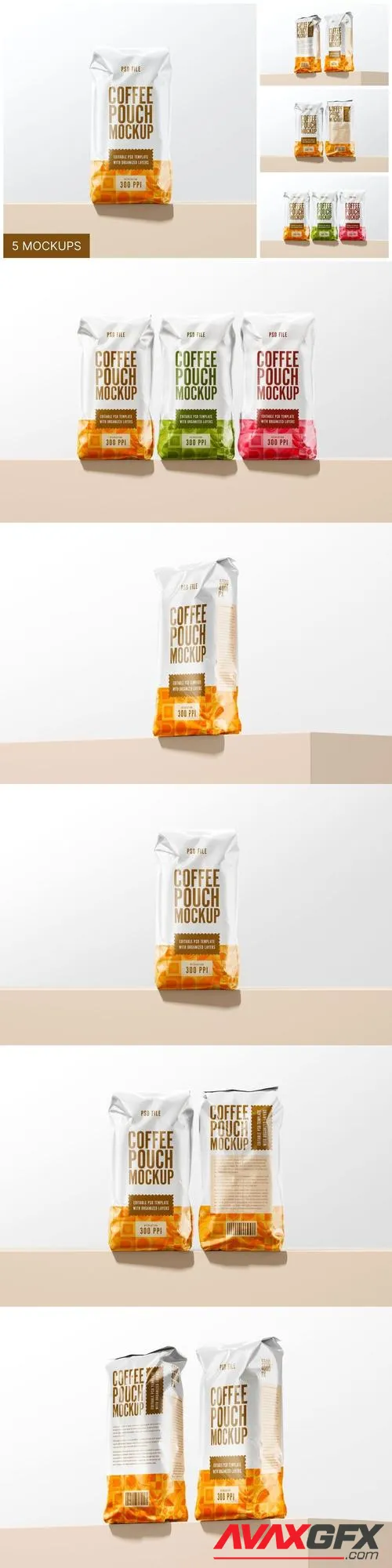 Coffee Bag Packaging Mockup Set 8KD4MLQ