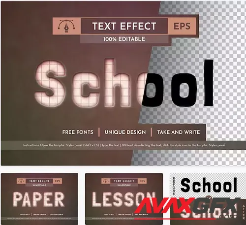 Retro School - Editable Text Effect - 91879853