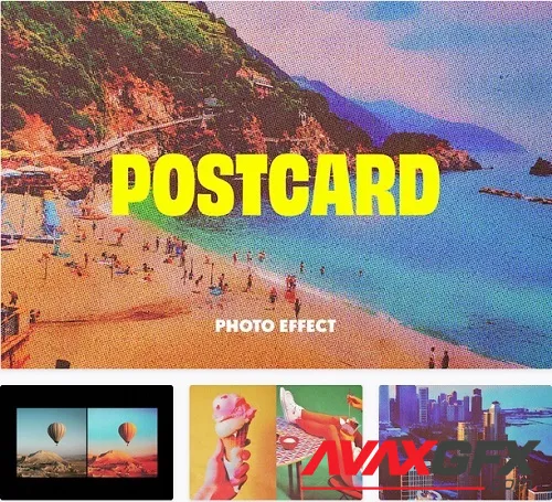 Halftone Postcard Photo Effect - 91930823