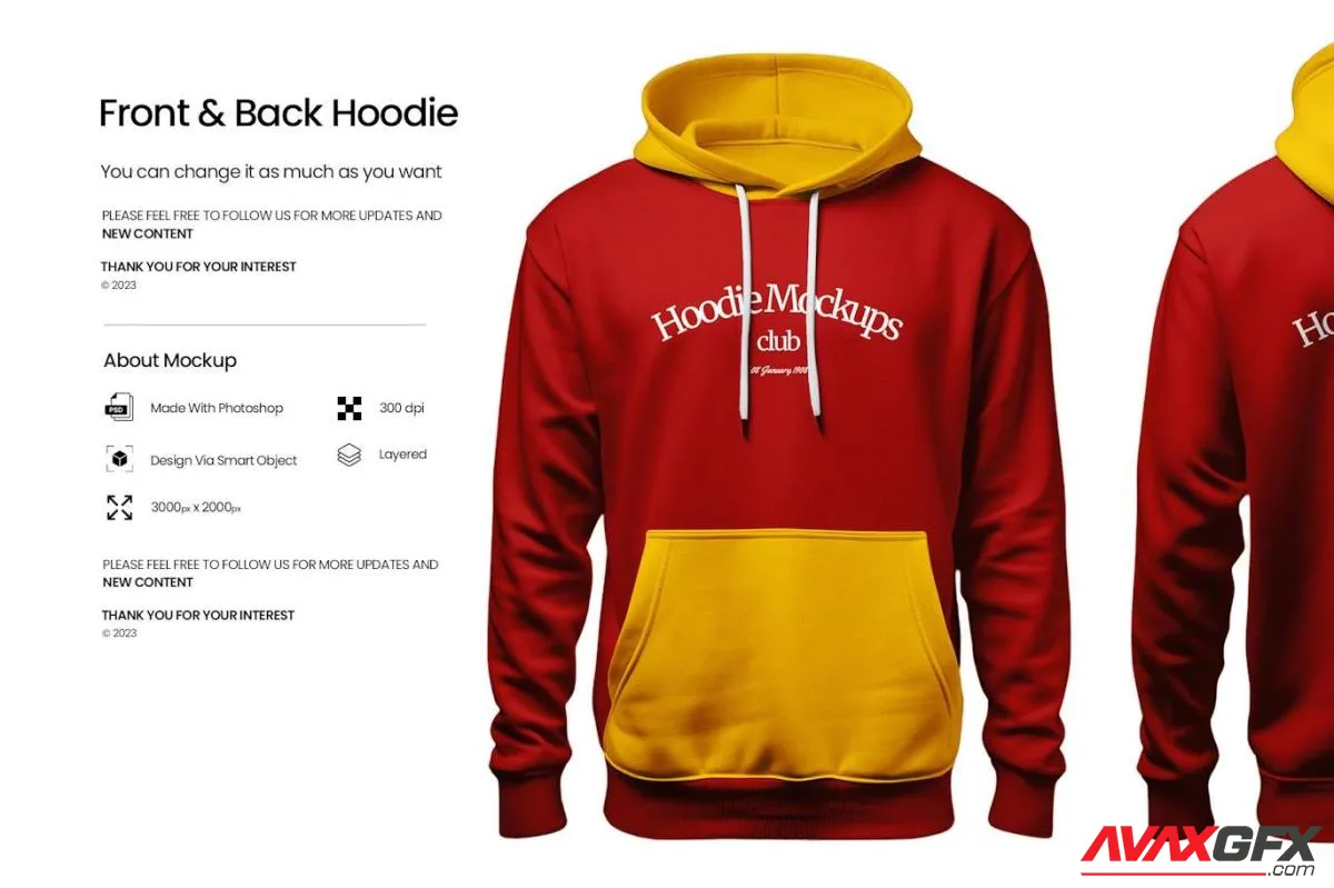 Front And Back Hoodie Mockup MXGZQBY