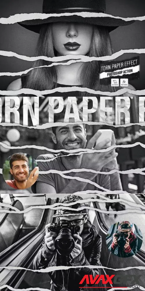 Torn Paper Effect Photoshop Action - W9L9KYJ