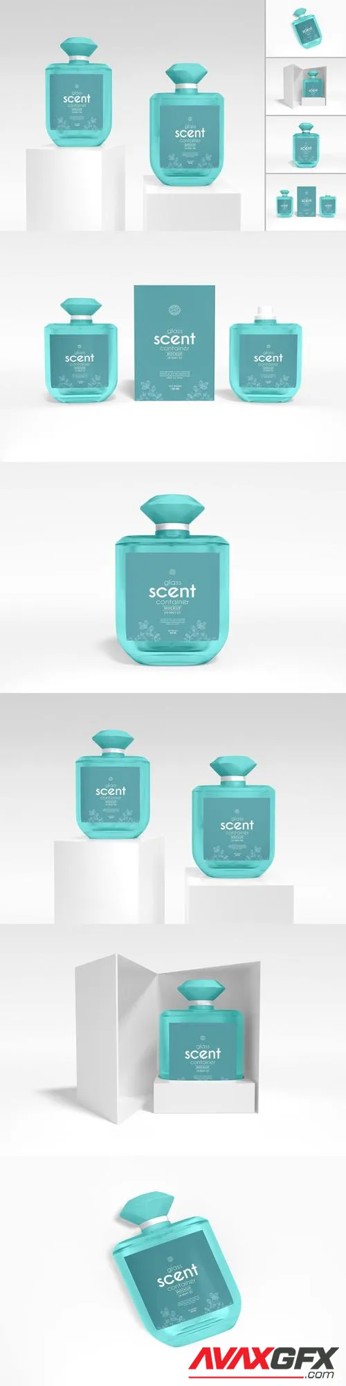 Glass Scent Bottle Branding Mockup set