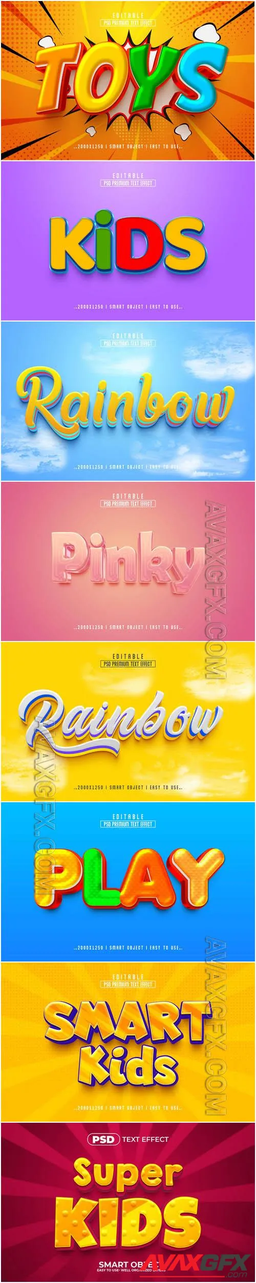 8 Psd style text effect editable set vol 55