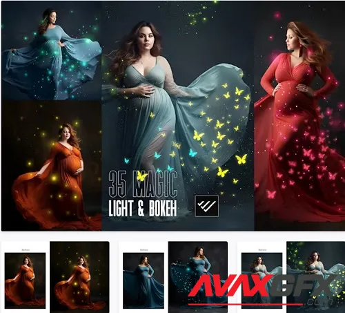35 Magical light and Bokeh maternity overlays PNG - 6LDQF67