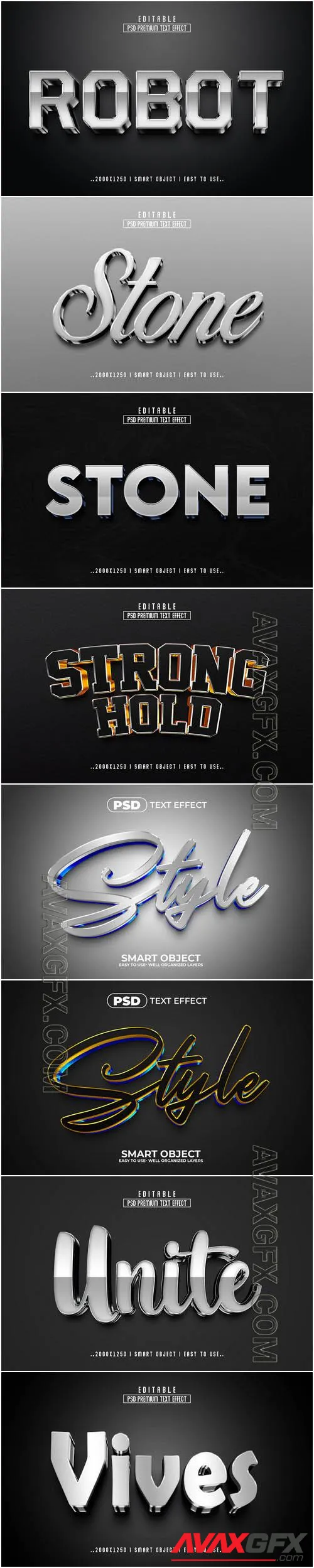 8 Psd style text effect editable set vol 56