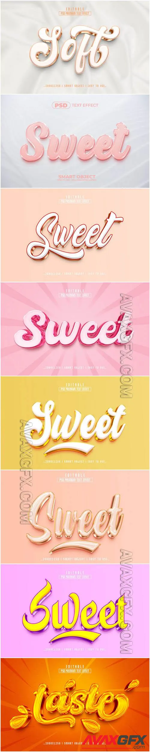 8 Psd style text effect editable set vol 59