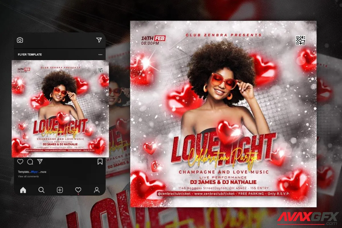Valentines Day Party Flyer Template 1