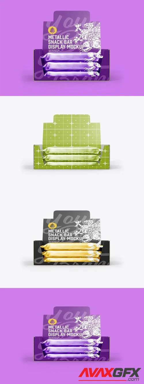 Metallic Snack Bars Display Box Mockup