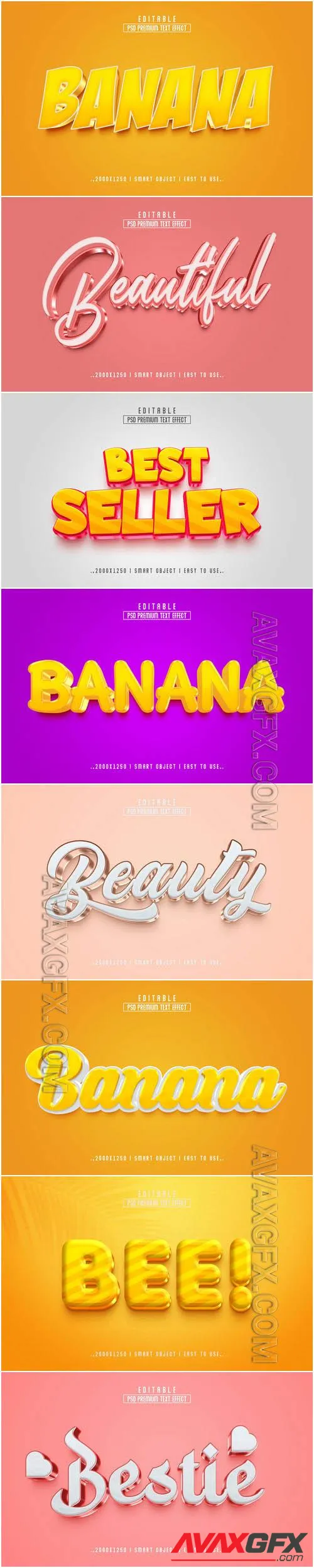 8 Psd style text effect editable set vol 41