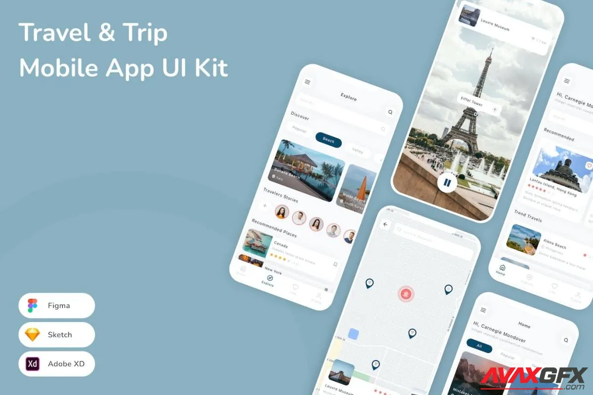 Travel & Trip Mobile App UI Kit