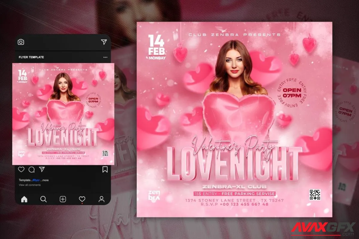 Valentines Day Party Flyer Template 3